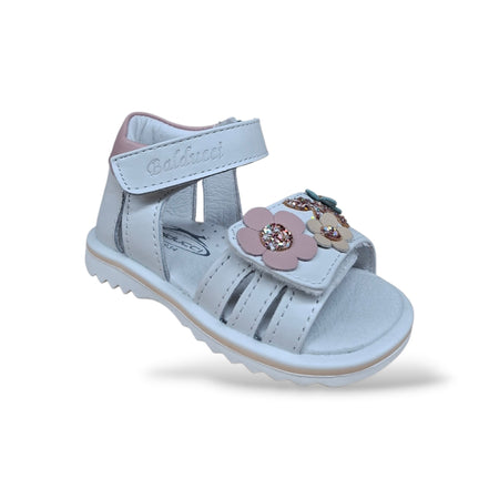Sandali Tallonati Primi Passi Balducci Cita 7366 Bianco-Rosa – Pelle con Velcro