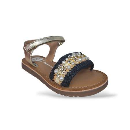 Sandali Bambina GIOSEPPO SOLWAY 78896 – Oro e Nero in Pelle | Velcro per Cerimonia e Ogni Occasione Speciale