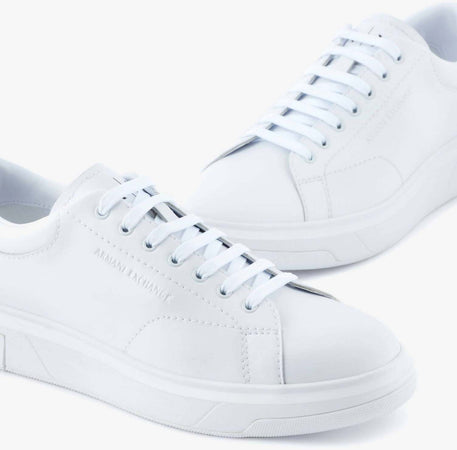 Scarpe Uomo Armani Exchange In Pelle Tinta Unita Sneaker Casual Con Suola In Gomma 3 Cm E Lacci Nuova Collezone Primavera- Estate 2023