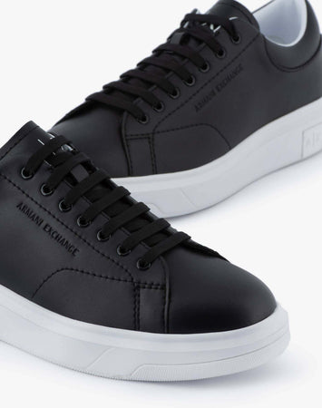 Scarpe Uomo Armani Exchange In Pelle Tinta Unita Sneaker Casual Con Suola In Gomma 3 Cm E Lacci Nuova Collezone Primavera- Estate 2023