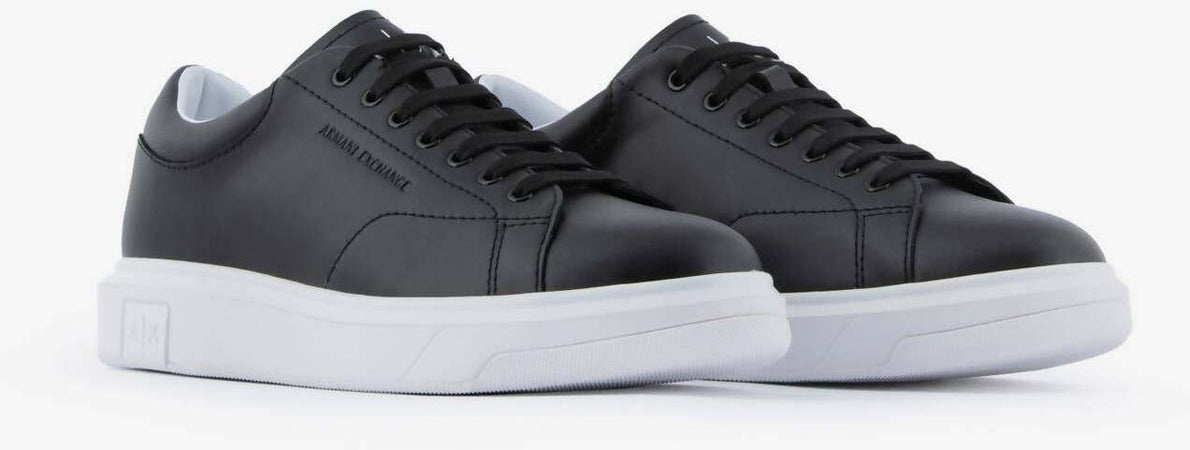 Scarpe Uomo Armani Exchange In Pelle Tinta Unita Sneaker Casual Con Suola In Gomma 3 Cm E Lacci Nuova Collezone Primavera- Estate 2023