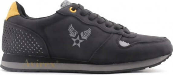 Scarpe Uomo Avirex Nere E Gialle Sneaker Casual in Pelle Con Suola