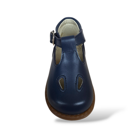 Panyno Occhi di Bue Bambino Blue | Scarpe Primi Passi in Pelle con Fibia