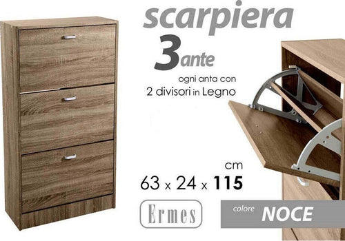 Scarpiera 3 Ante Salvaspazio Slim Porta Scarpe Ingresso Noce 115x63x24cm 827631 Casa e cucina/Organizzazione interni/Organizzazione guardaroba/Portascarpe/Scarpiere Trade Shop italia - Napoli, Commerciovirtuoso.it