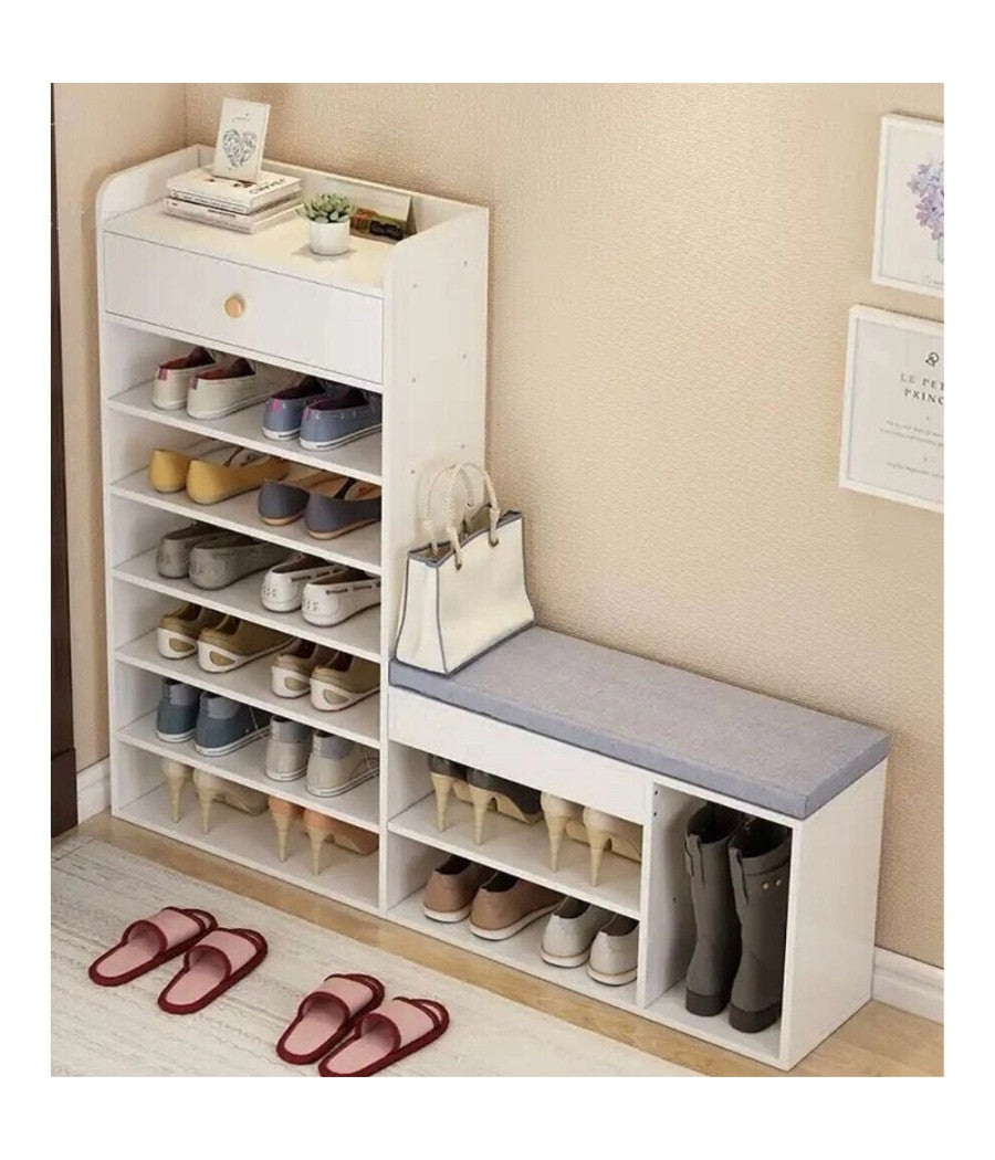 Organizer Scarpe Da Appendere - 16 Tasche Portascarpe Per Porta Armadio Grigio | Risparmio Spazio - Foto 5