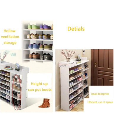 Scarpiera A 8 Strati Legno Scaffale Con Cassetto Armadietto Multifunzione 100cm