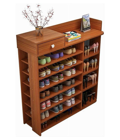 Scarpiera A 8 Strati Legno Scaffale Con Cassetto Armadietto Multifunzione 100cm