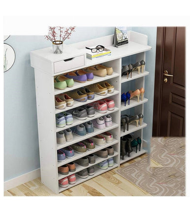 Scarpiera A 8 Strati Legno Scaffale Con Cassetto Armadietto Multifunzione 100cm