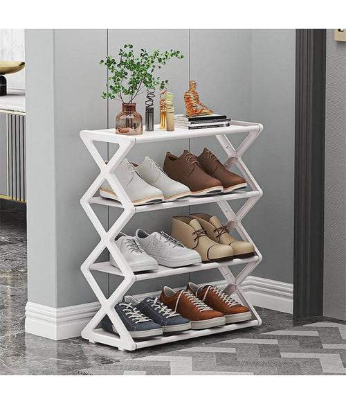 Scarpiera A X Custodia Multifunzionale In Acciaio Portascarpe Staccabile Bianco