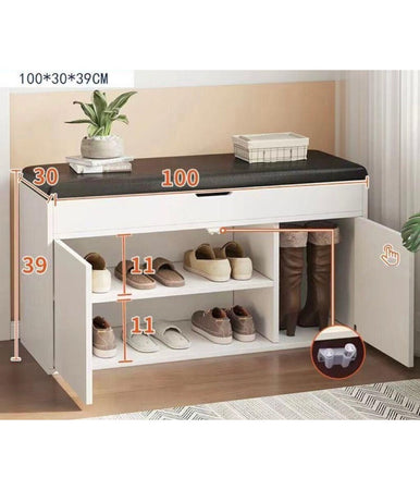 Scarpiera Da Ingresso Cassapanca Portascarpe 100 X 30 X 39 Cm Multifunzione