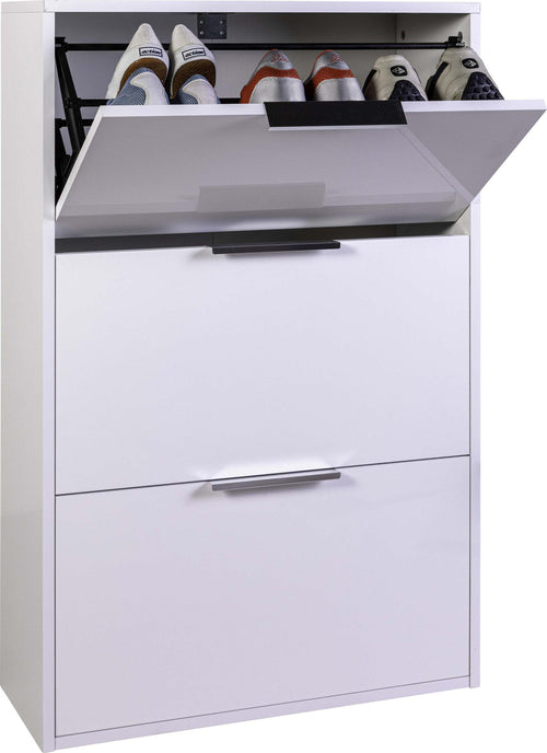 Scarpiera doppia profondità Moderna in legno 3 ripiani bianco laccato h 100 cm arredamento da interno Casa e cucina/Organizzazione interni/Organizzazione guardaroba/Portascarpe/Scarpiere Decor Space - Altamura, Commerciovirtuoso.it