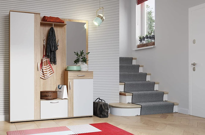 scarpiera-ingresso-moderna-bianca-2-ante-legno-salvaspazio-armadio-bianco-marrone-guardaroba-specchio-appendiabiti-T