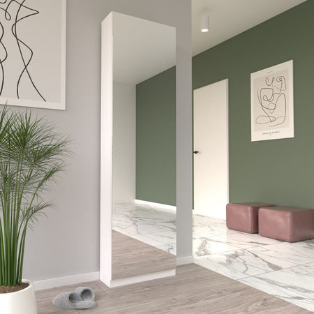 Scarpiera Nyx colore bianco con anta a specchio reversibile