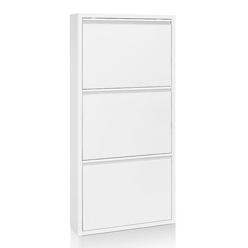 Scarpiera Slim in metallo Bianco con ante basculanti porta scarpe salvaspazio da interno