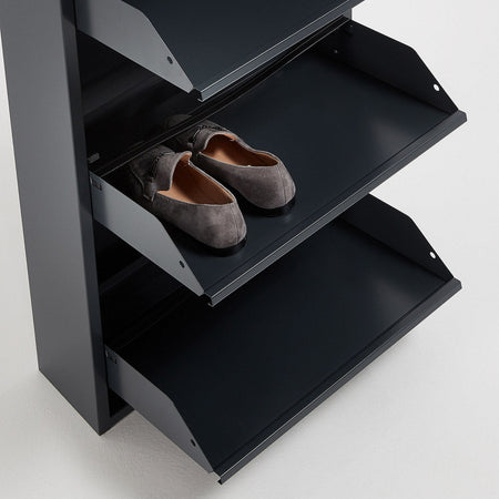 Scarpiera Slim in metallo Nero con ante basculanti porta scarpe salvaspazio da interno