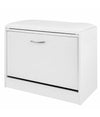 Scarpiera Panca 1 Anta Tripla Profondita Con Seduta Eco Pelle Bianco 60x30x48 Cm