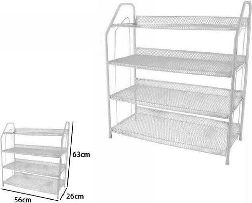 Scarpiera Porta Scarpe 4 Ripiani Piani In Metallo Bianco Mobile Salvaspazio Casa e cucina/Organizzazione interni/Organizzazione guardaroba/Portascarpe/Scarpiere Trade Shop italia - Napoli, Commerciovirtuoso.it
