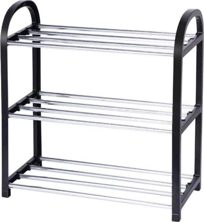 Scarpiera-Salva-Spazio-Scaffale-3-Ripiani-Piani-Porta-Scarpe-Nero