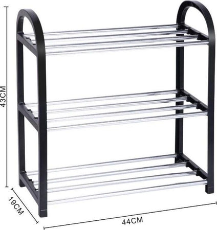 Scarpiera-Salva-Spazio-Scaffale-3-Ripiani-Piani-Porta-Scarpe-Nero
