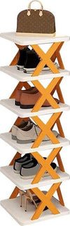 Scarpiera-Salva-Spazio-Slim-Scafale-6-Mensole-Porta-Scarpe-In-Plastica-Arancione