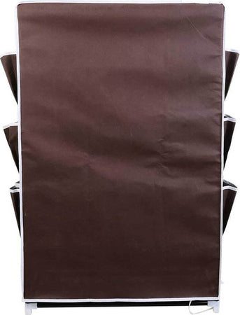 Scarpiera-Salvaspazio-6-Ripiani-18-Paia-Scaffale-Acciaio-e-Tessuto-TNT-Marrone