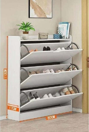 Scarpiera-Salvaspazio-Mobile-Porta-Scarpe-3-Ante-A-Ribalta-In-Bianco-110x80x17cm