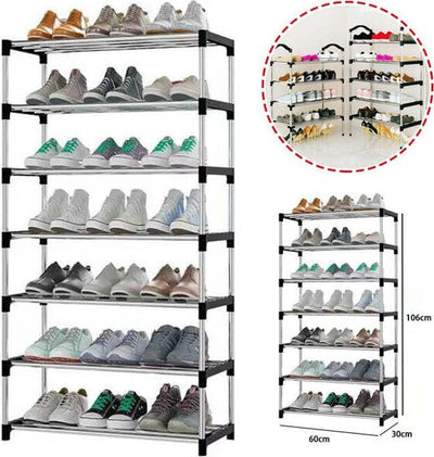 Scarpiera-Scaffale-Casa-Multiuso-7-Ripiani-In-Metallo-Salvaspazio-60x30x106cm