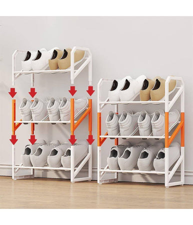 Scarpiera Scaffale Organizer Salvaspazio A 3 Ripiani Scarpe Impilabile 53x45x18c