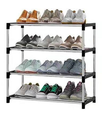 Scarpiera Scaffale Salvaspazio Multiuso 4 Ripiani Metallo Impilabile 60x30x55cm