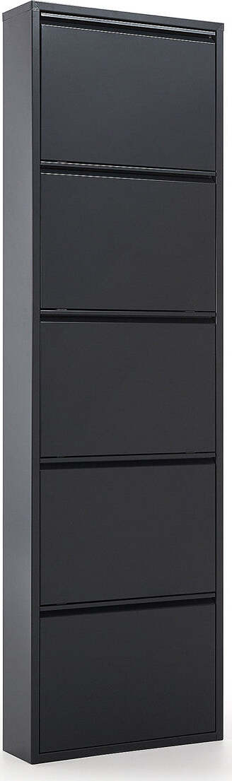 Scarpiera-Slim-in-metallo-Nero-con-ante-basculanti-porta-scarpe-salvaspazio-da-interno