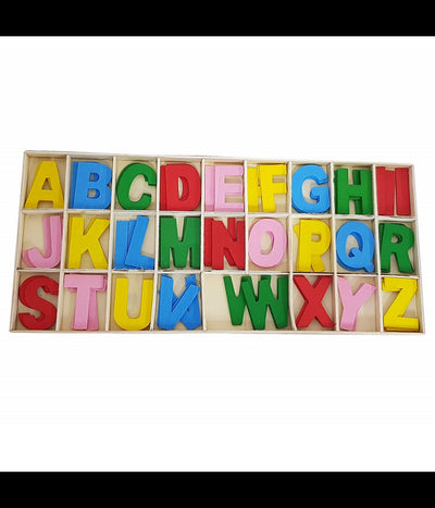 Scatola Con 78 Lettere Maiuscole Colorate In Legno Gioco Didattici Scuola Decorazioni