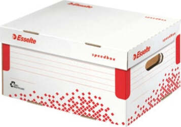 Scatola container Speedbox - Small - 25 2x35 5cm - dorso 19 3 cm - bianco e rosso - Esselte [multipack] 15 pezzi Cancelleria e prodotti per ufficio/Archivio ufficio e accessori per scrivania/Archivio ufficio/Classificatori/Scatole Eurocartuccia - Pavullo, Commerciovirtuoso.it