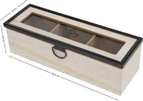 Scatola Contenitore In Legno Per T? Con Bacheca 3 Posti Scomparti Vetrina 219600 Casa, arredamento e bricolage > Cucina > Barattoli e Contenitori Trade Shop italia - Napoli, Commerciovirtuoso.it