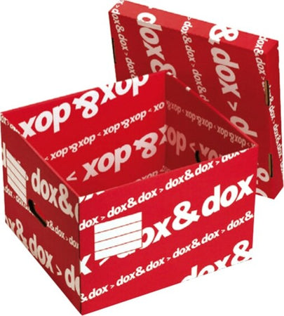 Scatola DoxDox - con coperchio - 39 5x28x35 5 cm - bianco e rosso - Esselte Dox [multipack] 12 pezzi Cancelleria e prodotti per ufficio/Archivio ufficio e accessori per scrivania/Archivio ufficio/Classificatori/Scatole Eurocartuccia - Pavullo, Commerciovirtuoso.it