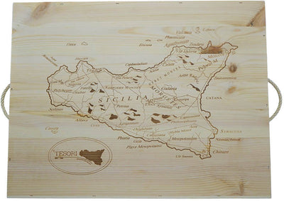Scatola in Legno Litografia Siciliana 42x31x19cm Box Contenitore Artigianale con Manici Tesori di Sicilia Box Tesori Di Sicilia - Nicosia, Commerciovirtuoso.it