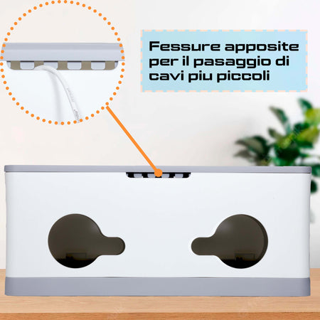 Scatola Porta Cavi in ABS super resistente, Protezione Ciabatte elettriche, sistema i cavi aggrovigliati, Sicurezza Bambini e Animali.