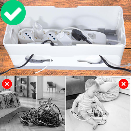 Scatola Porta Cavi in ABS super resistente, Protezione Ciabatte elettriche, sistema i cavi aggrovigliati, Sicurezza Bambini e Animali.