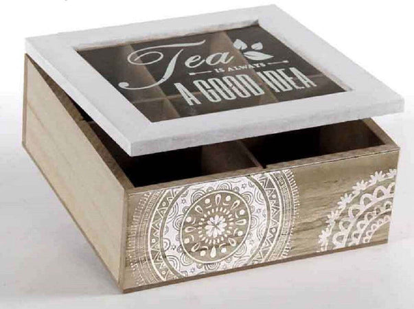 Scatola Porta Oggetti Bustine The Tisane Cialde 16x16x7cm In Legno Indian 739507 Casa e cucina/Organizzazione interni/Organizzazione bagno/Barattoli Trade Shop italia - Napoli, Commerciovirtuoso.it