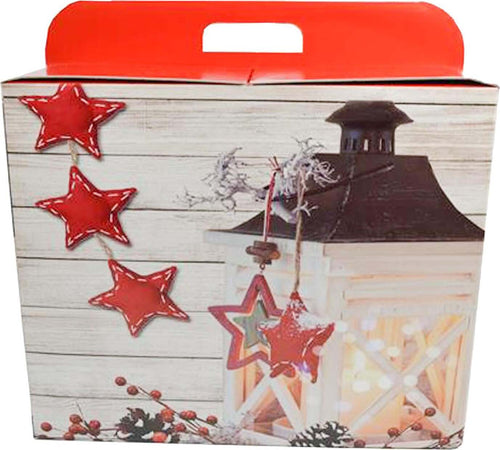 Scatola porta panettone in cartoncino bianco con lanterna natalizia h 43 cm Casa e cucina/Decorazioni per interni/Addobbi e decorazioni per ricorrenze/Decorazioni natalizie/Oggettistica MagiediNatale.it - Altamura, Commerciovirtuoso.it
