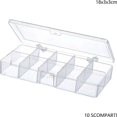 Scatola Portaoggetti 10 Scomparti Pratica Scatola Contenitore Misura 18x3x3 Cm Casa e cucina/Organizzazione interni/Contenitori ceste e cestini/Contenitori con coperchio Trade Shop italia - Napoli, Commerciovirtuoso.it