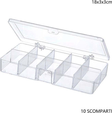 Scatola-Portaoggetti-10-Scomparti-Pratica-Scatola-Contenitore-Misura-18x3x3-Cm