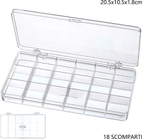 Scatola-Portaoggetti-18-Scomparti-Pratico-Contenitore-Misura-20.5x10.5x1.8-Cm