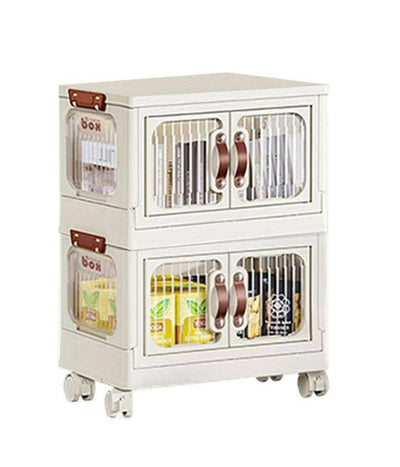 Scatola Portaoggetti Contenitori Salva Spazio Due Strati Ruote E Coperchio Casa