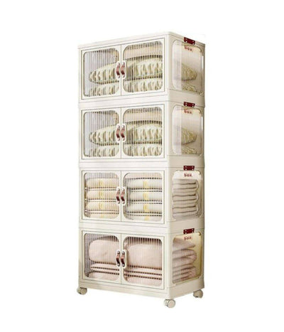 Scatola Portaoggetti Contenitori Salva Spazio Quattro Strati Ruote E Coperchio