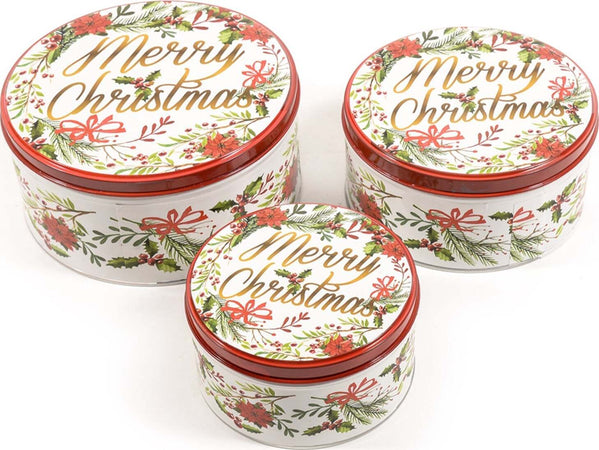 Scatola rotonda porta regali in latta multiuso fai da te decorazioni natalizie, set da 3 Casa e cucina/Decorazioni per interni/Addobbi e decorazioni per ricorrenze/Decorazioni natalizie/Oggettistica MagiediNatale.it - Altamura, Commerciovirtuoso.it