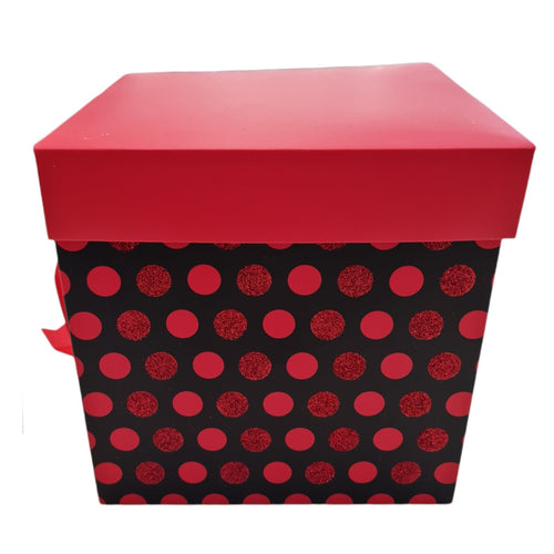 Scatola porta regali e panettone in cartoncino a Pois Rosso decorazioni natalizie