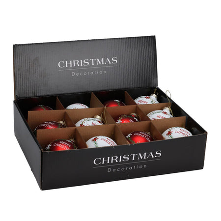 Sfere per albero di Natale in vetro Merry Christmas per decorazione natalizia