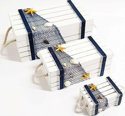 Scatolina Scatola Baule Matrioska Bianco Blu 3 Shabby Stile Marino Portagioie Casa, arredamento e bricolage > Portaoggetti Trade Shop italia - Napoli, Commerciovirtuoso.it