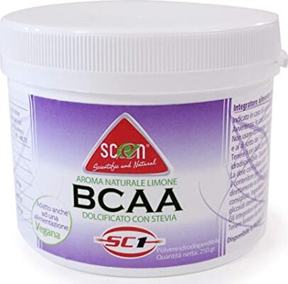 Scen-BCAA-SC1-250-gr.-polvere,-aroma-limone,-dolcificati-stevia,-idrodisperdibili,-adatto-anche-a-VEGANI