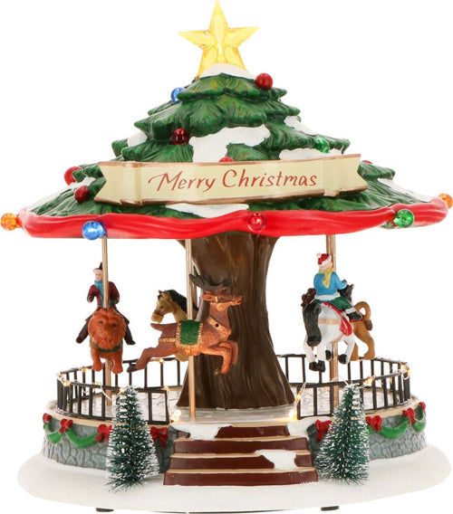 Scena a Led multicolor carosello giostra in legno decorazione da 26 cm Casa e cucina/Decorazioni per interni/Addobbi e decorazioni per ricorrenze/Decorazioni natalizie/Oggettistica MagiediNatale.it - Altamura, Commerciovirtuoso.it